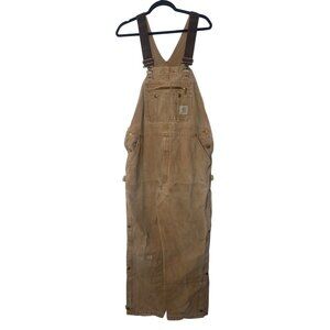 Vintage Carhartt Canvas Bib Overalls Mens 36x30 R37 Brown Workwear Utility Outdo